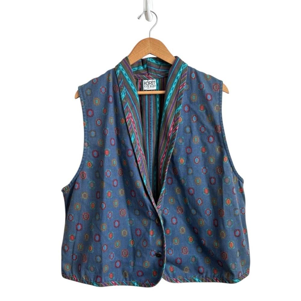 Vintage Koret City Blues Reversible Southwestern Vest  Made in USA